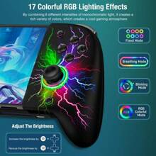 Switch Controller For Switch/Switch OLED Joy-Con, BEBONCOOL Switch Controller With Handheld Grip RGB Double Motor Vibration Built-In 6-Axis Gyro Joystick - Cobweb - View 3