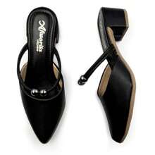 Women's 2 In 1 Mule Heel Medium Heel - 黑色 - 查看 3