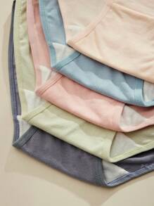 5件女士纯色内裤简约可爱舒适弹力内裤高腰基础款学生清新仙女风多种颜色时尚穿搭女士内裤