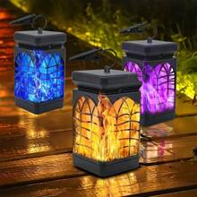 Set de 2/4 piezas Farol Solar, Luces solares exteriores IP65 a prueba de agua con llama parpadeante, decoración de Halloween, Mini luz solar colgante para jardín, patio, césped - Multicolor - Ver 12