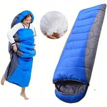 NetHong 4 SEASON SINGLE SLEEPING BAGS CAMPING RECTANGULAR ENVELOPE ZIP UP KIDS ADULT Hot - Blue + Gray Stitching - View 8