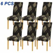 1/4/6 件花卉印花氨纶餐椅套，几何风格可拉伸可拆卸可洗牛奶丝椅套，适用于客厅、餐厅、厨房 - 彩色 - 查看 17