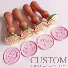 Custom 25mm Round Wax Seal Stamp With Wooden Handle Custom Wax Seal Stamp For Crafting, Envelopes, Gift Wrap Graduation Gifts And Wedding Invitation,Back To School,School Supplies - Multicolor - View 11