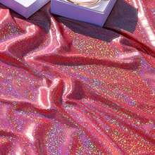 1pc Holographic Iridescent Knitted Fabric With Glitter All-Over Fingerprint Pattern, Suitable For Stage Performance Costumes, Photography Backdrops - Multicolor - View 13