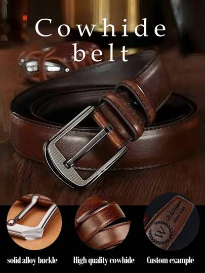Customized Men's Genuine Leather Belt, Casual & Business Leather Belt For Middle-Aged & Elderly, Jeans Belt For Young People, Gift For Dad, Husband, Boyfriend