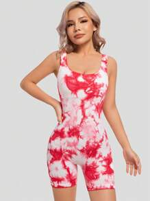 Mono con espalda descubierta, de talle alto y con estampado de teñido anudado, sexy