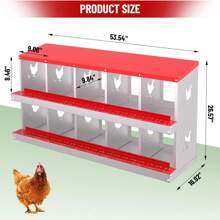 Metal Chicken Nesting Boxes, Heavy-Duty Galvanized Steel Egg Laying Box With 8 Compartments, Wall-Mountable Design For Poultry Coops, Without Stand - Red - View 11