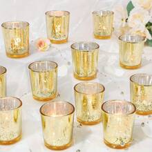 [4/6/12pcs Optional] Wish Lantern Aromatic Candle Set | Golden, Silver, Blue Upgrade Cups Candle Holders | Lead-Free Thick Glass | Holiday/Wedding/Birthday/Christmas Decor | Ins Style Home Ambience Lights