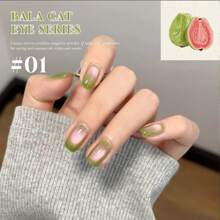 Miss Comoy 15ml Um Olhar para a Primavera, Esmalte de Unha Pop Vermelho da Doce Dança do Ballet, Modelo Explosivo 2025 Fresh Ballet, Olho de Gato Verde de Contas de Vidro Transparentes