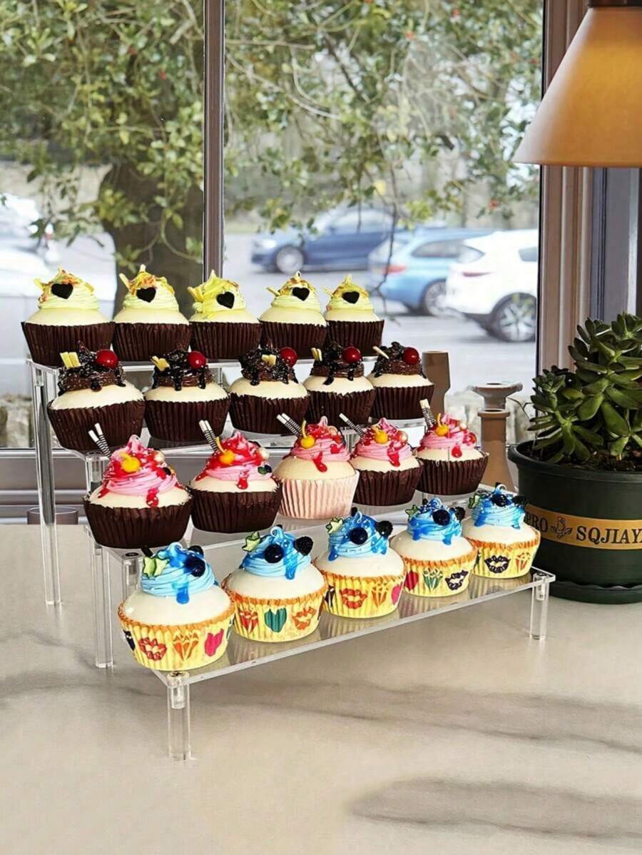 亚克力甜点展示架、纸杯蛋糕架、小吃自助餐摆放架，适用于生日派对、婚礼、桌面展示