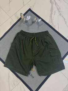 Bermuda Shorts Men's Jogger Cargo Twill With Pocket Basic Summer - 軍綠色 - 查看 2
