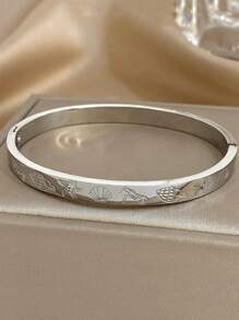 1 pieza Brazalete geométrico de circonita para mujeres, brazalete de acero inoxidable apilable, joyería diaria y de fiesta, regalo para el Día de la Madre