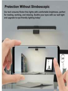 1pc Rechargeable Indoor & Outdoor Wall Light, 3 Color Temperatures Adjustable, Dimmable & Timer, Art Lamp, Personal Computer Lamp, Corridor Lamp With Remote Control, Painting Lamp, LED Parallax Light, Makeup Mirror Light