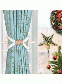 1 件北欧实木棒粗绳窗帘架，简易窗户固定窗帘绑绳卧室，客厅装饰窗帘绑带，窗帘扣，窗帘绑带窗帘固定手工窗帘绑带带木棍绳绑带窗帘适用于客厅厨房家居装饰客厅厨房装饰窗帘卧室