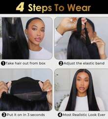 Wear And Go Glueless Wigs Human Hair Pre Plucked Pre Cut 5x5 Straight Lace Front Wigs Human Hair Wigs For Women No Glue Hd Lace Front Closure Ready To Wear Wigs 200% Density 32 Inch Natural Black - Natural Black - View 5