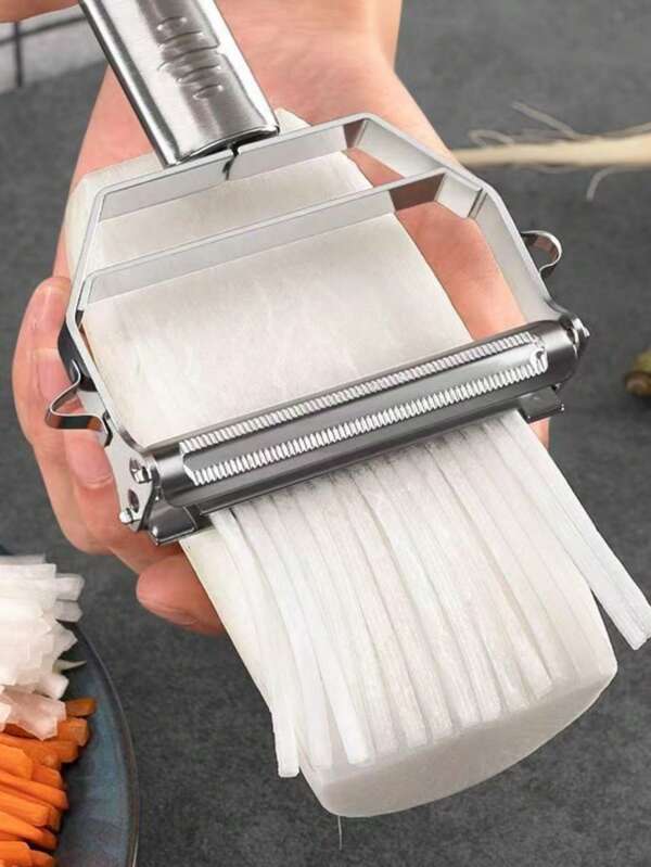 قطعة واحدة مبشرة متعددة الوظائف من الفولاذ المقاوم للصدأ لتقشير البطاطس والجزر والخيار والتقطيع والبشر