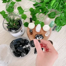 1pc/4pcs/8pcs Glam Style Obsidian Crystal Stone, Asymmetric Rough Raw Quartz Rock Specimen For Home Decor, Family Themed Holiday Decorations For Christmas, Easter, Thanksgiving, Valentine'S Day - Black - View 6