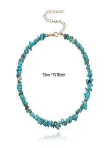 1pc Bohemian Asymmetrical Turquoise Women's Necklace, Niche Elegant High-End Jewelry, Suitable For Daily Travel, A Good Gift Choice, Valentine's Day Gift, Mother's Day Gift, Birthday Gift - Multicolor - View 4