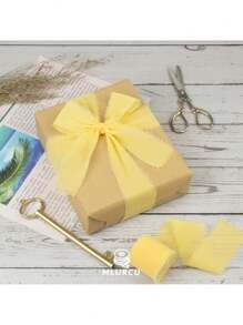 3 chiếc ruy băng voan thủ công sang trọng, tua rua voan màu vàng, xanh nước biển - Kích thước 1,57X196,85 inch, thích hợp cho thiệp mời đám cưới thanh lịch, bó hoa cô dâu, gói quà và trang trí tiệc ngày lễ, trang trí đám cưới | Ruy băng tua rua thanh lịch | Voan thủ công, ruy băng đám cưới - Nhiều màu - Xem 5