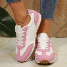 Women's Retro Casual Shoes - Comfortable Lace-Up Design For Running & Walking - Pink - View 5