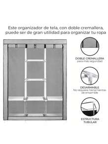 Closet Organizador Rack Ropero Repisas Armario Guardaropa - Gris - Ver 2