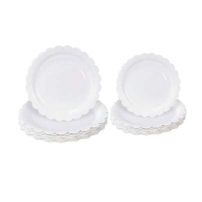 10pcs/20pcs/40pcs/Set, White Scalloped 9 Inch &7 Inch Paper Plates,White Scalloped Plates Disposable Dinner Plates Dessert Plates For Wedding Bridal Shower Newborn Shower Birthday Party