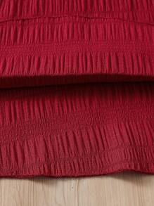 女童时尚休闲花卉荷叶边领泡泡袖连衣裙 + 配套简约百搭包包套装