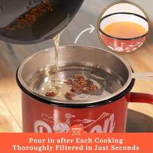 46 OZ Bacon Grease Container With Strainer - 1.3L Large Capacity, With Silicone Spatula, Enamel Bacon Grease Keeper For Bacon Drippings,Kitchen Accessories. Farmhouse Red Kitchen Decor, Dishwasher Safe Sold By Pure Leaf Home.The Perfect Way To Show Your Love This Mother's Day! - 紅色 - 查看 4