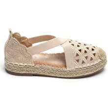 Espadrilles Plates In Dentelle Brodée Avec Bride Croisée – Élégance Et Confort Pour L'Été - Beige - View 2