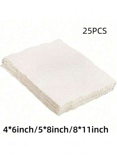 25 Sheets Watercolor Paper, 300gsm Rough/Textured Handmade Cotton Paper, 4 X 6 Inches/5 X 8 Inches/8 X 11 Inches, Suitable For Watercolor Painting, Wedding Invitations, Cards, Crafts, Etc.