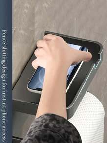 1pc Wall-Mounted Plastic Tissue Rack, Dual-Purpose No Hole Tissue Holder For Bathroom And Toilet - Convenient Organizing Acces