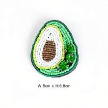 1pc Handmade Beaded Fruit Patch - Cute Embroidered Lemon And Peach Appliques, For Hats And Clothing Accessories, Vibrant Yellow And Green, Decorative Fabric Sticker, Hat Decoration | Playful Design | Handcrafted Appearance, Fruit Decor, Suitable For Holiday Decorations Gifts, Easter, Halloween, Teacher's Day, Mother's Day Holiday Party Gifts