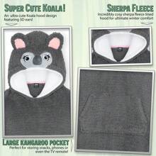 City Comfort Hoodie Blanket & Sloth Fleece Wearable Warm Camo Oversized With Cosy Sherpa Hood Loungewear Gift - Grey - View 6