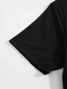 Customized Men's T-Shirt For Spring/Summer, Personalized With Photo/Design/Selfie/Family/Pet/Couple/Picture, Customized Text/Blessing/Name, Father's Day Gift, Valentine's Day Gift, Ideal Gift For Him, Casual Sports T-Shirt, Gift For Dad, Custom Photo, Holiday Gift, Meaningful Commemorative Gift, Shirt For Him, Surprise Gift, Men's Top, Gift For Boyfriend, Gift For Husband - Black - View 4