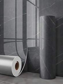 1 Roll 15.7in X 118in Black & White Marble Pattern PVC Wall Sticker, Thick Roll, Suitable For Living Room And Bathroom, Decorative Backsplash, Removable, Smooth Waterproof Grey Marble Wallpaper, Suitable For Rental And Home Decor - Multicolor - View 15