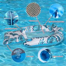 Inflatable Leaf-Themed Floating Raft, Adult Water Hammock Lounge Chair Floating Mat With Mesh, Beach Essentials, Beach Accessories, Pool Float, Pool Inflatable - Blue - View 2