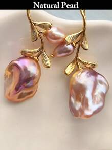 1 par de aretes de perlas barrocas asimétricas de colores multicolor, gota de pendientes con perla natural, adecuados para uso diario y regalos para fiestas