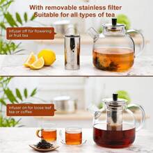 Glass Teapot With Removable Infuser, Tea Pot, Microwave & Dishwasher Friendly, Suitable For Women And Adults - Transparent - View 3