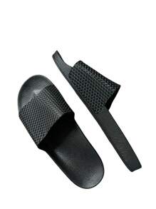 Plus Size Men's Fashion Wide Strap Cross Decor Slip-On Beach Sandals, Comfortable Soft Cork Sole Outdoor Slippers - Black - View 3