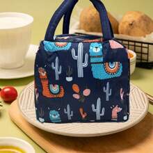 Lunch Box, Portable Insulated Lunch Bag, Cool Hand-Held Insulated Lunch Bag With Front Pocket, Reusable Lunch Container Suitable For Work, Office, Travel, Picnic/Llama - Multicolor - View 3