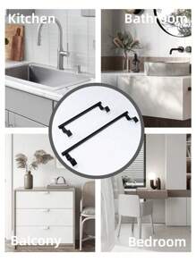 1 件装 黑色单杆毛巾架 橱柜门背式挂架 免打孔毛巾杆