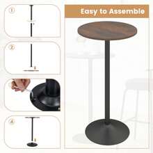 Round Top Pub And Bar Table Standing Bistro Table With MDF Top & Black Leg - Brown - View 8