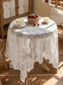 1 pieza Mantel de encaje hueco, mantel de encaje floral romántico vintage francés, apto para boda, fiesta, sala de estar, mesa de comedor, decoración del hogar - Blanco - Ver 10