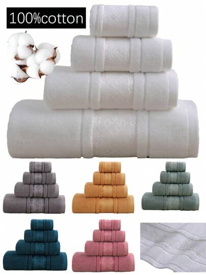 QIBHI 1条纯色100%纯棉缎面毛巾/面巾/浴巾，吸水性强，柔软舒适，适合用作客用毛巾、浴室装饰、欧式风格毛巾、秋季装饰毛巾、返校季毛巾、美容院/家庭浴室/淋浴毛巾、酒店/运动用品、家居必备毛巾、护肤品