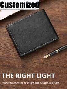 Customizable Men's Wallet, Personalized Wallets For Men, Anniversary Gifts For Him, Holiday Gifts For Husbands And Fathers Letter Portable,Business Style, Short Bifold, Artistic Letter Design