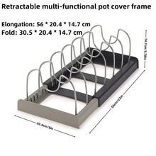 Extendable Stainless Steel Kitchen Storage Rack - For Pots, Pans, Pot Lids And Cutting Boards, Helpful Kitchen Organizer - Multicolor - View 2