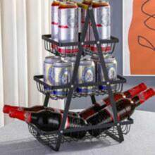 3 Tiers Storage Rack Multi-Purpose Fruit And Vegetable Basket Countertop Storage Shelf For Bathroom Home And Kitchen Organizer Detachable Double/Three-Layer Fruit And Vegetable Basket With Wooden Handle - Multicolor - View 5