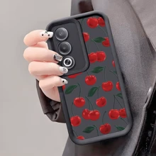 1pc Red Cherry Fully Protective Anti-Fall Phone Case, Thick Anti-Slip Protective Cover Compatible With Apple, Compatible With Honor, Compatible With Redmi,International Version, Not The Domestic Version - Black - View 2