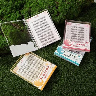 yelix 60/80/120 簇 I/C 卷曲无需胶水假睫毛自然柔软无胶睫毛延长单根漫画自粘睫毛套装 DIY 家用睫毛簇、睫毛簇、单根睫毛、睫毛、假睫毛