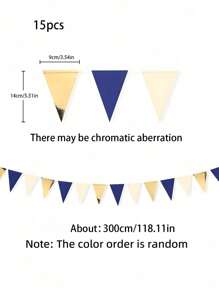 15pcs/Set-Navy Blue Gold And Beige Party Decorations Royal Blue Gold Triangle Flag Pennant Banner Bunting For Graduation Birthday Wedding Bridal Shower Nautical Party Decorations Supplies,1181inch Colorful Pennants Flags Multicolor Bunting String Pennants In Bulk, Grand Opening, Carnival Themed Birthday Party Decoration Outdoor Activities Classroom Decoration